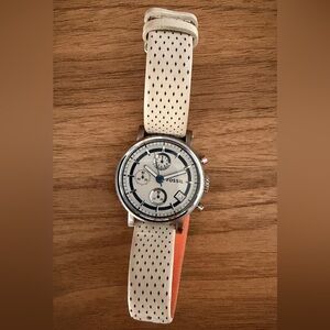 Fossil Watch with White leather strap